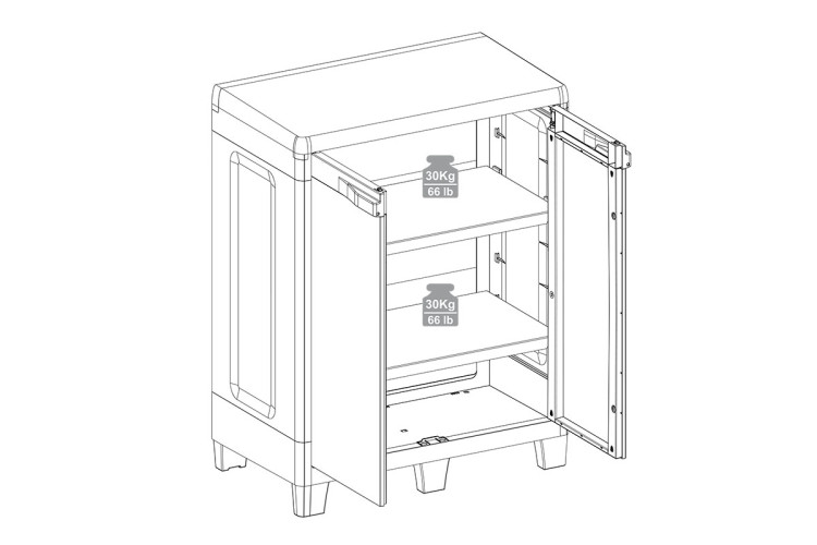 Уличная тумба TOOMAX 2х дверная глубокая WOODY'S XL (2 полки), антрацит