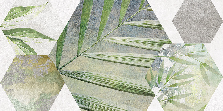 Focus Плитка настенная зелёный ботаника 34090 25х50