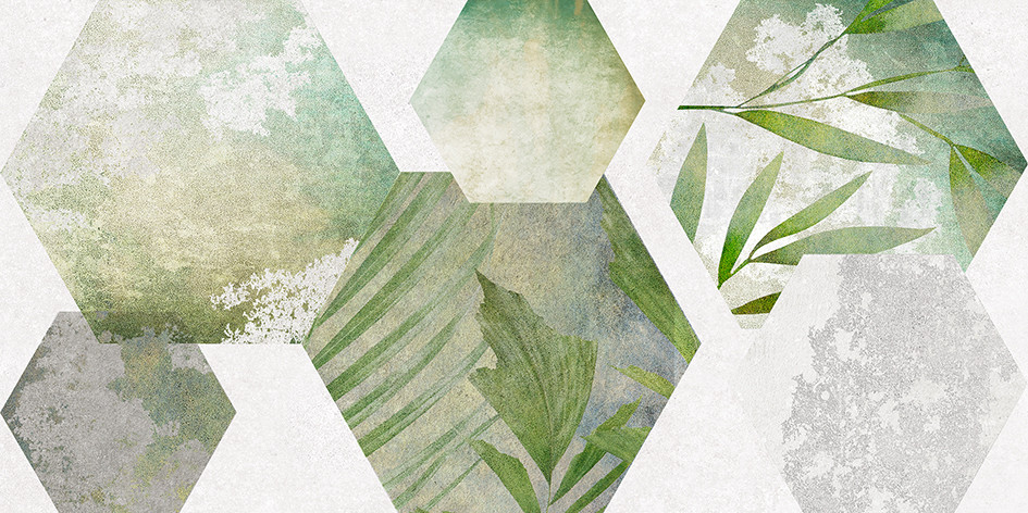 Focus Плитка настенная зелёный ботаника 34090 25х50